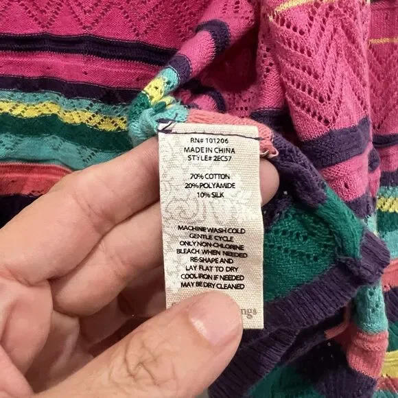 Soft Surroundings NWT Monteverde Stripe Cardigan Sweater - Size L Artsy Colorful - Picture 5 of 8